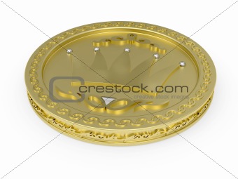 Golden coin with flowery pattern