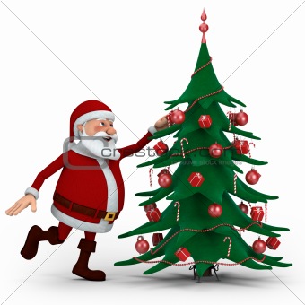 Santa decorating Christmas Tree