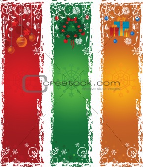 Three vertical Christmas banners