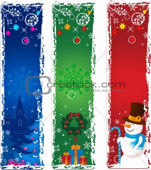 Three vertical Christmas banners