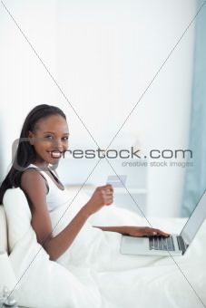 Portrait of a woman shopping online