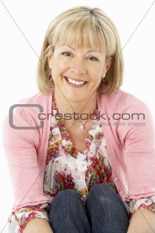 Studio Portrait of Smiling Mother