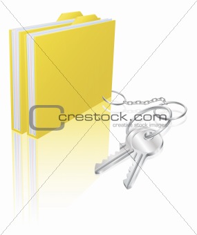 Computer file keys document security concept