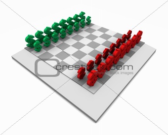 Chess Board with Dollars Red & Green