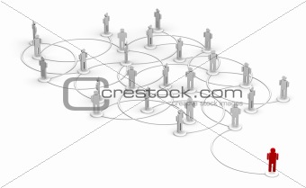 One Red Person Linked to a Network of People