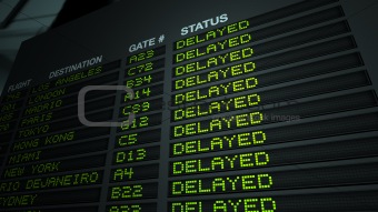 Airport Flight Information Board, Delayed