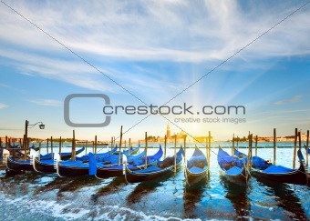  Venice gondolas at sunset