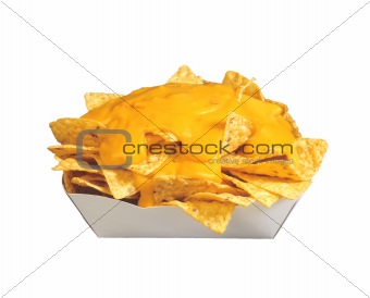 potato chips with cheese isolated on white background