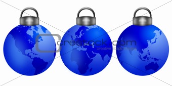 Christmas Tree Ornaments with World Map