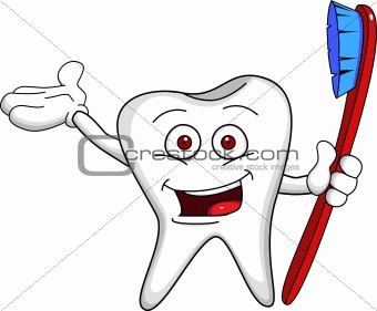 Tooth character with brush