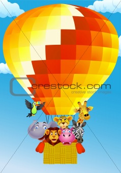 Animal cartoon on balloon