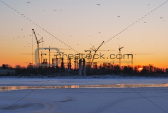 Winter sunrise in St. Petersburg