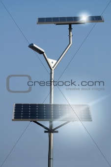 Solar panels and lamp