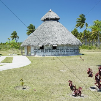 demonstration of aboriginal hut, Bahia de Bariay, Holguin Province, Cuba
