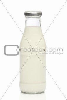 Milk bottle isolated on white with clipping path