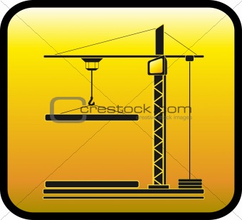 yellow sign with construction crane