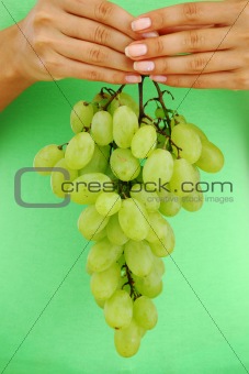 grape in woman hands