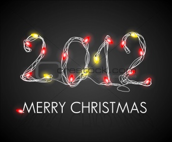 Vector Christmas background with red and yellow lights