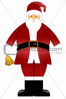 Santa Claus Ringing Bell Clipart Isolated on White Background
