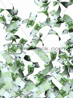 Flying euro banknotes