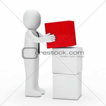 man hold red cube