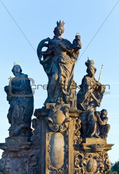The statue on Charles Bridge (Prague, Czech Republic).