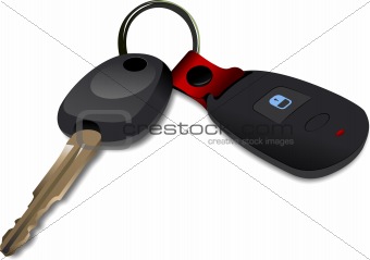 Car key with remote control isolated over white background 
