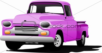 Old pink pickup with badges removed. 