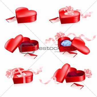 Set of Red boxes in heart shape