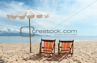 Chairs on beach near the sea