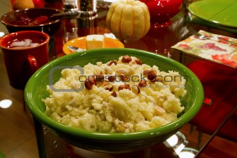 Thanksgiving Day Dinner Mashed Potatoes with Hazelnuts and Butte