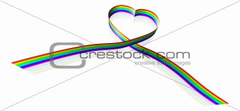 Rainbow coloured heart shape ribbon 