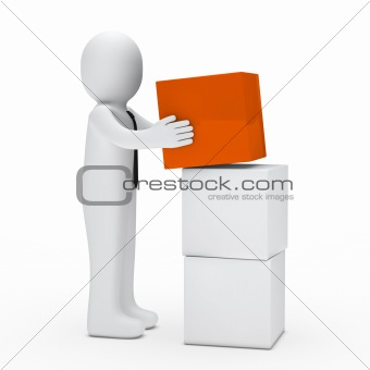 man hold orange cube