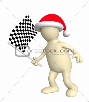 3d puppet with checkered flag