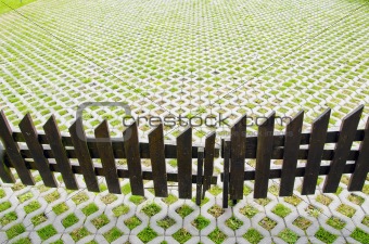 house yard with wooden fence
