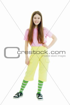 Teen girl on the isolated white background