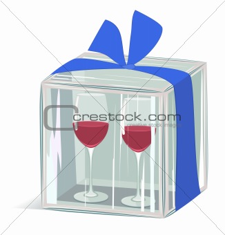 Wine glasses in ice cube