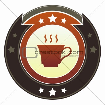 Coffee or tea icon on imperial button