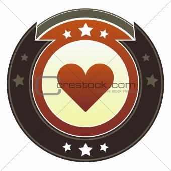 Heart or love icon on imperial button