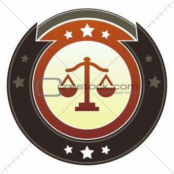Scales of justice on imperial button