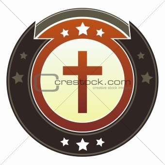 Christian cross icon on imperial button