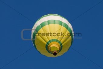 Hot-air balloon airborne, shot from beneath