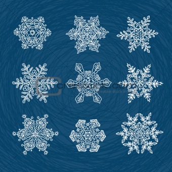 Macro-structure of real snowflakes, transformed and drawn as orn