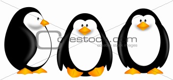 Cute Penguins Clipart Isolated on White Background