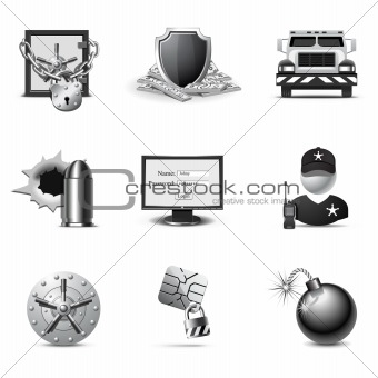 Bank security icons | B&W series