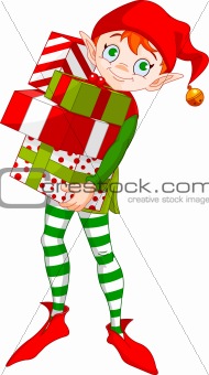 Christmas Elf with gifts