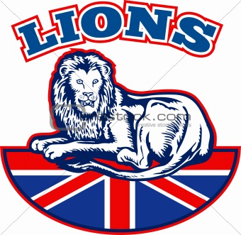 Lion sitting GB British union jack flag