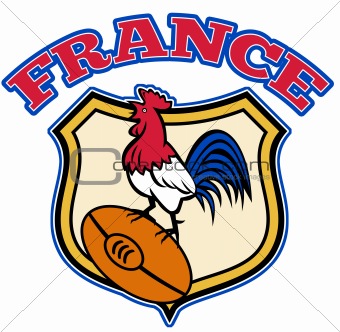 France Rugby Rooster cockerel ball and shield
