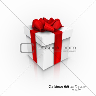 3D Gift Box with Red Ribbon Bow