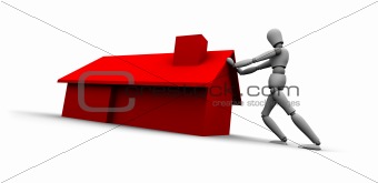 Person Pushing Red House